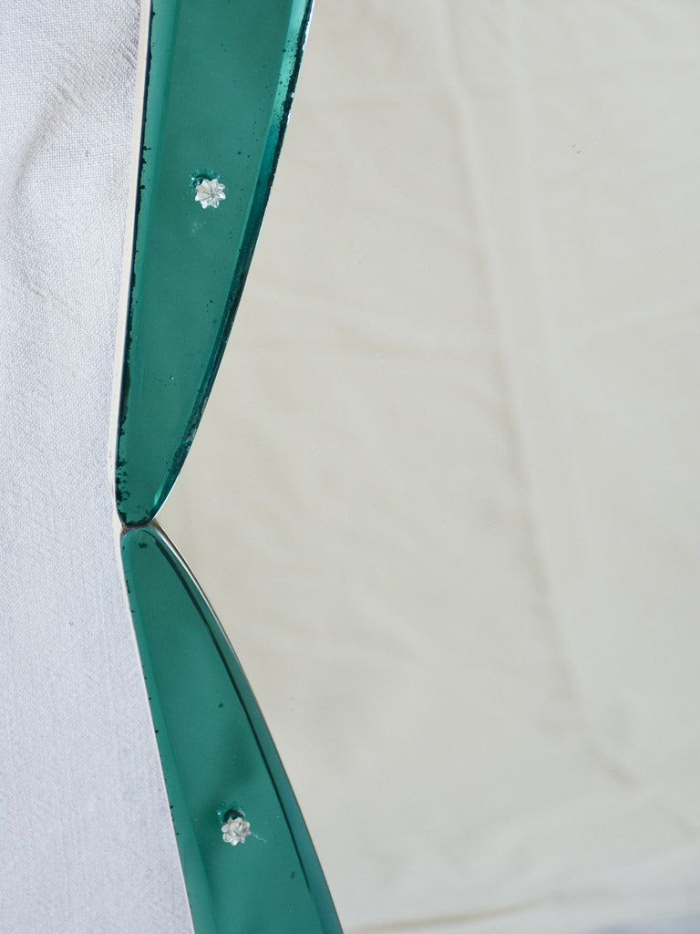 1930s Venetian mirror with turquoise glass frame 28" x 55½"