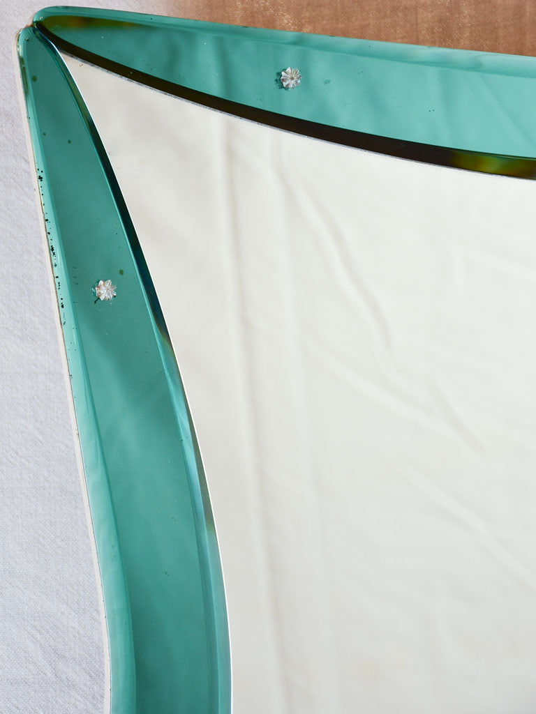 1930s Venetian mirror with turquoise glass frame 28" x 55½"