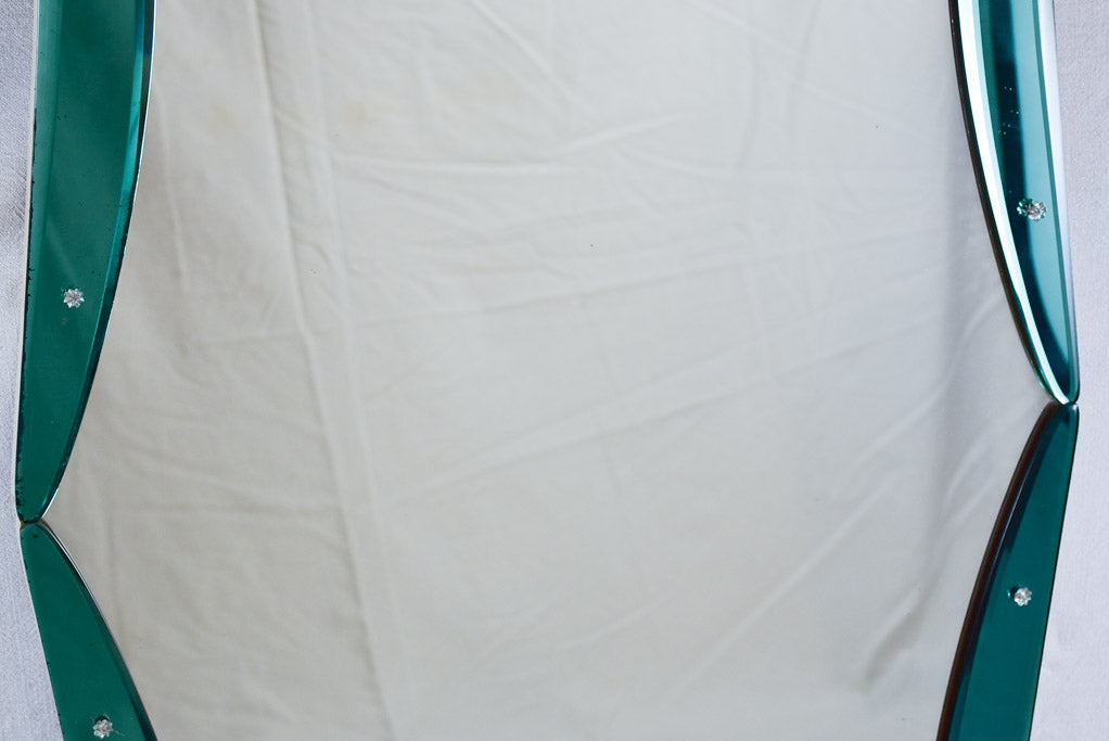 1930s Venetian mirror with turquoise glass frame 28" x 55½"