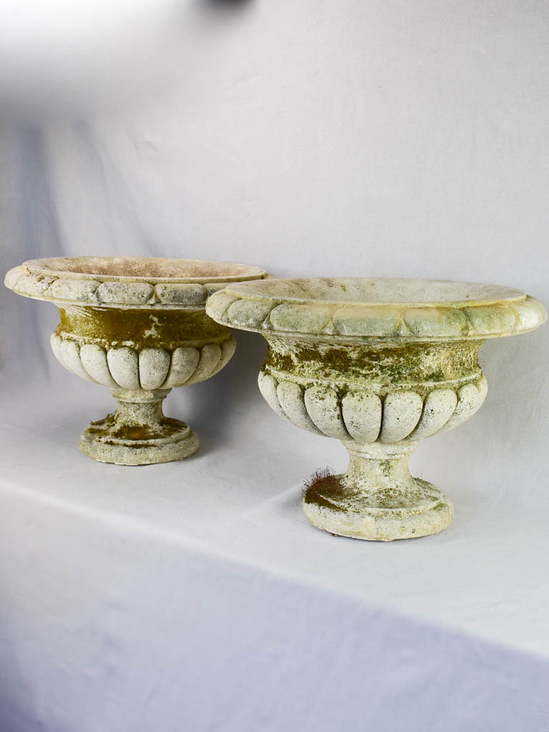 Pair of mid century French Medici / cup garden planters 21¼"
