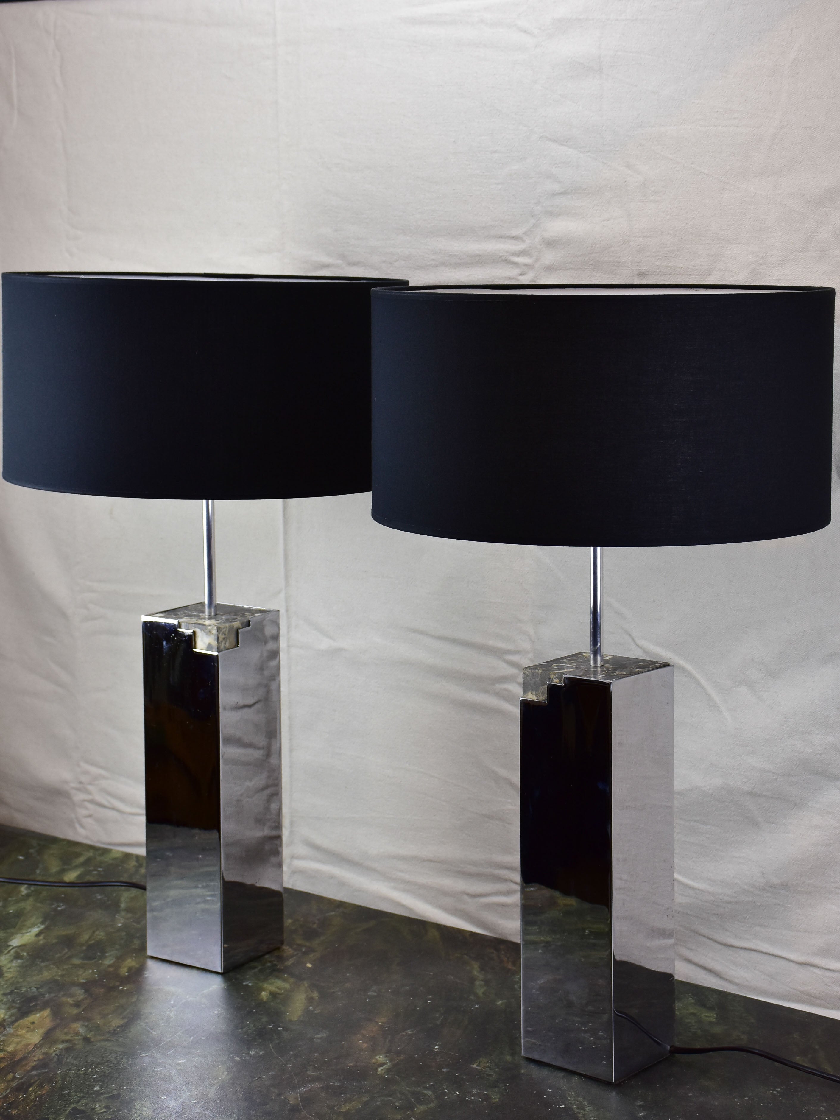 Pair of vintage lamps made with salvaged materials