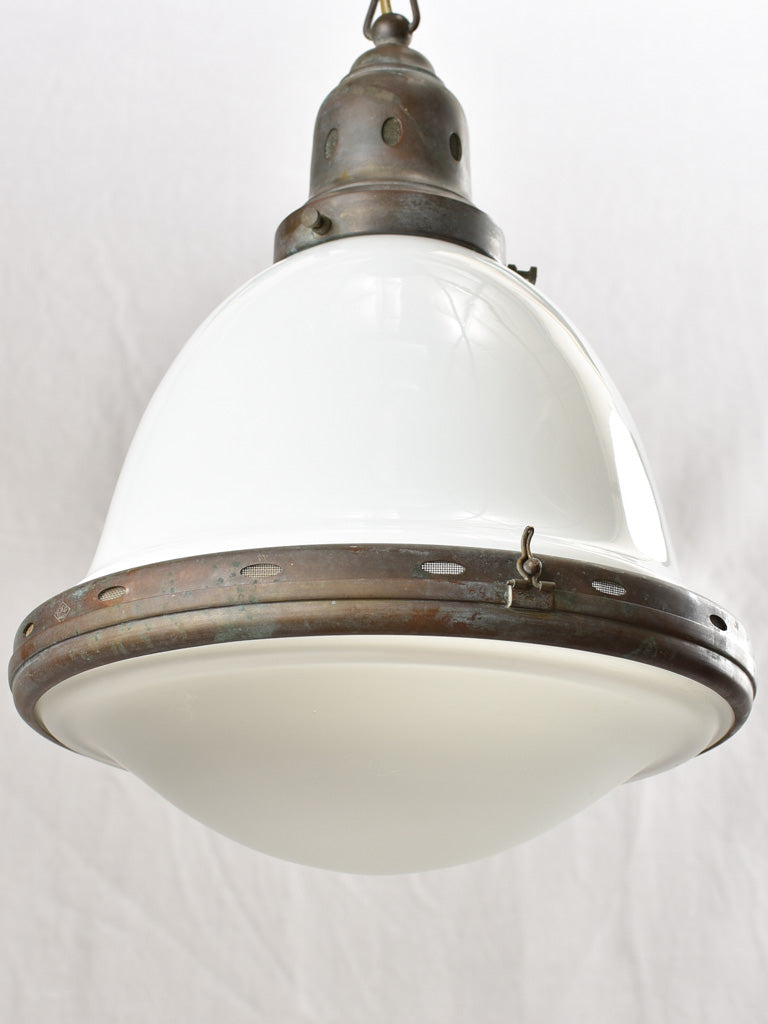 Opaline pendant light, bell shaped 1930s 10¼ x 22¾""