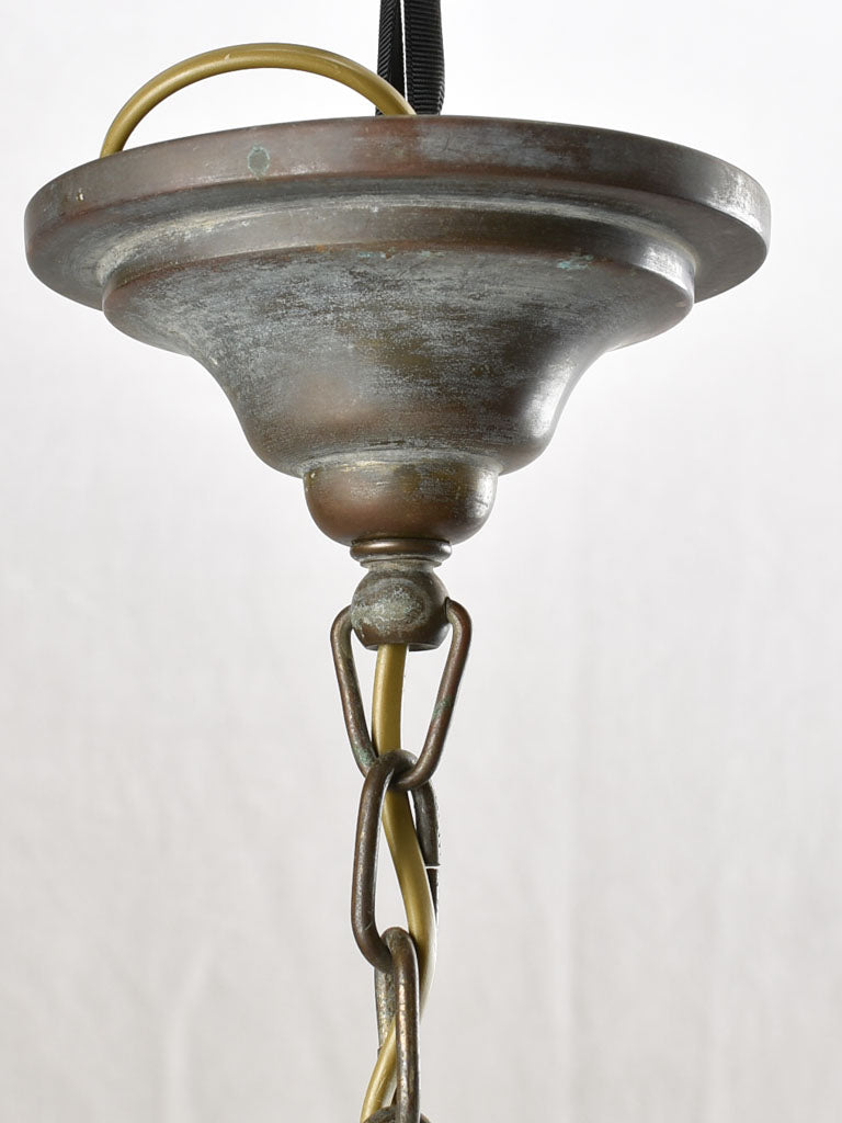 Opaline pendant light, bell shaped 1930s 10¼ x 22¾""