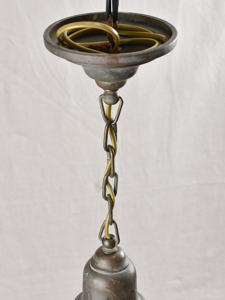 Opaline pendant light, bell shaped 1930s 10¼ x 22¾""