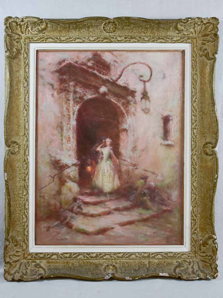 Antique pastel romantic scene artwork