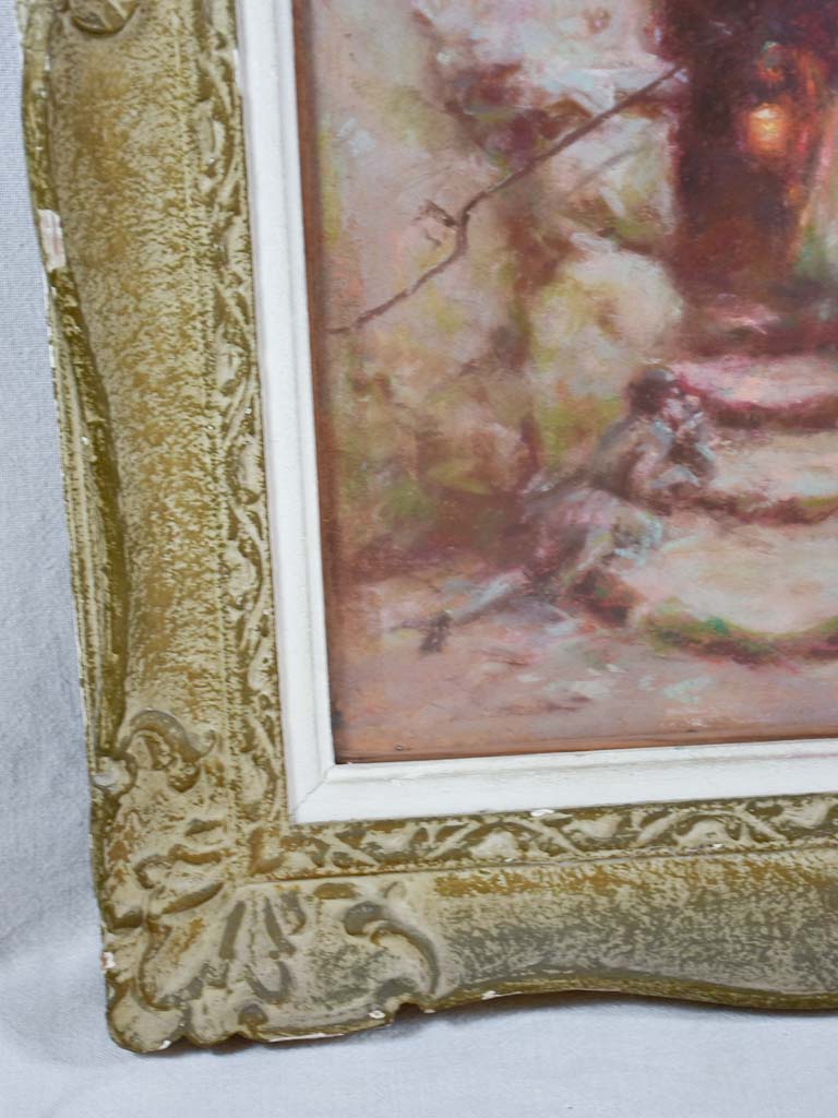 Timeless framed pastel man with lantern