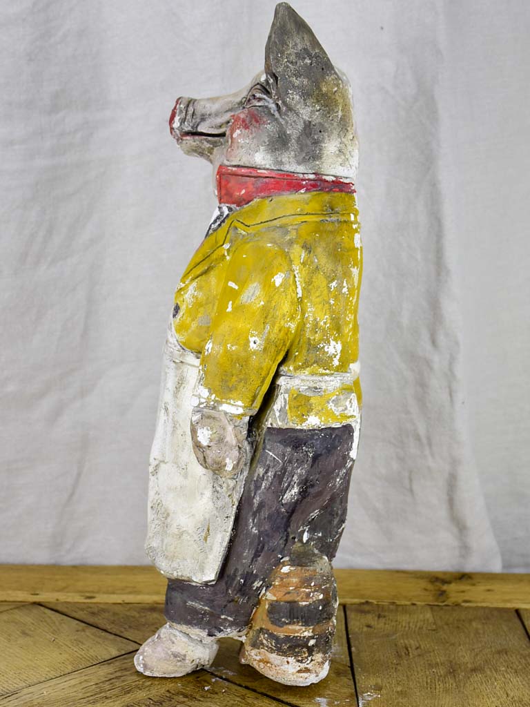 Antique French pig from a butcher's shop - plaster 21¼"