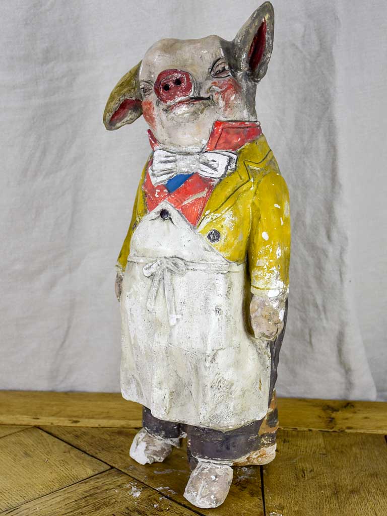 Antique French pig from a butcher's shop - plaster 21¼"