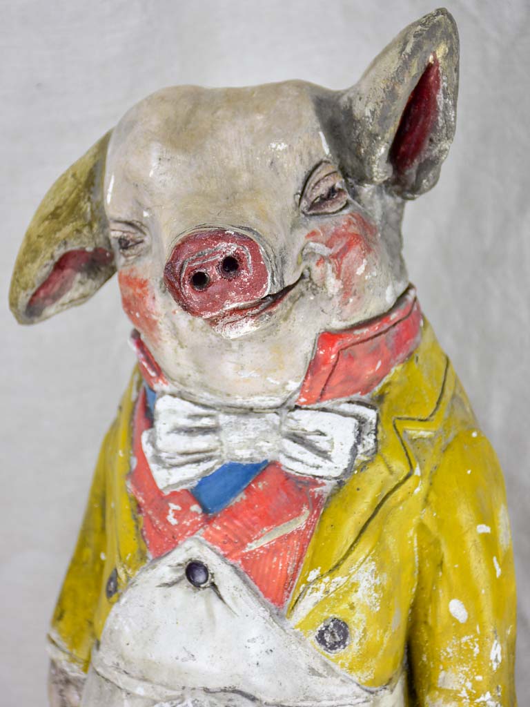 Antique French pig from a butcher's shop - plaster 21¼"