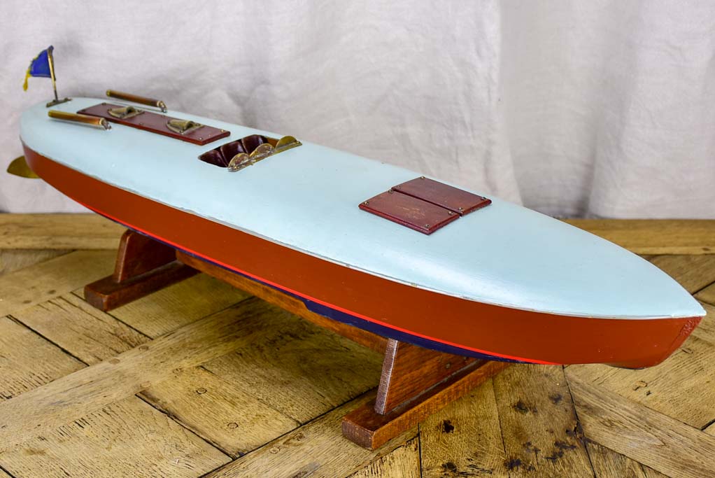 Mid century mahogany speed boat