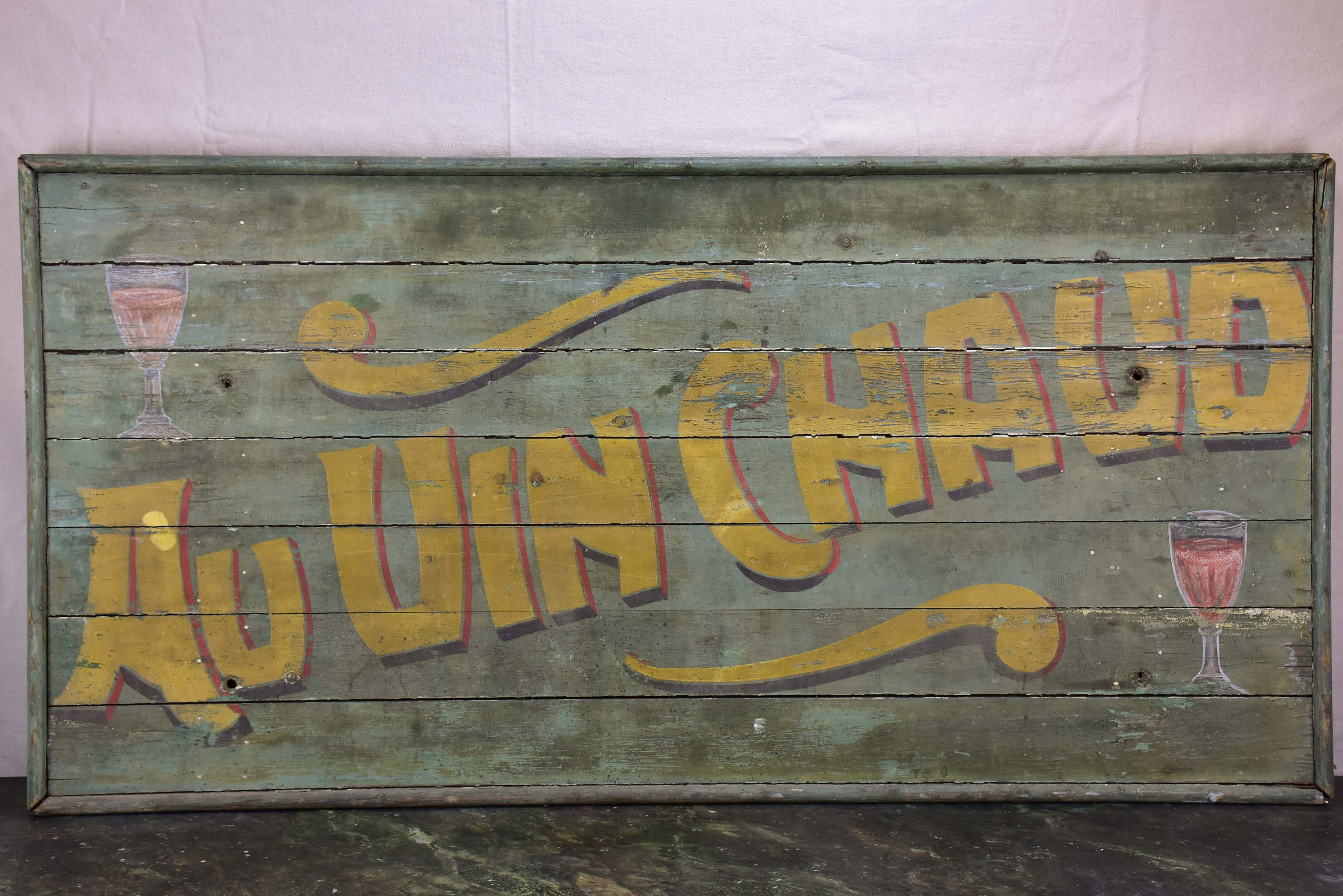 Large antique French sign - Au vin chaud
