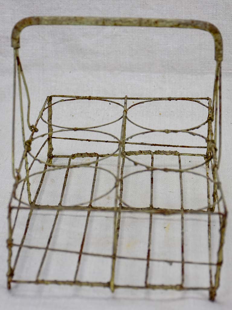 Antique French wire basket - six glass capacity