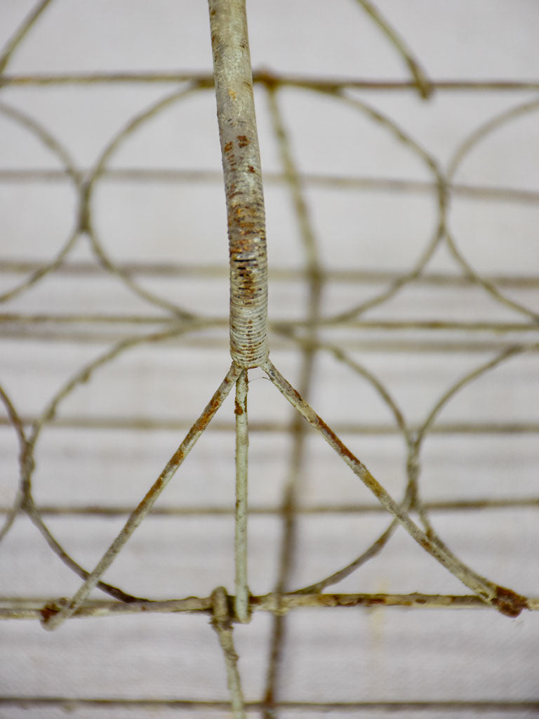 Antique French wire basket - six glass capacity