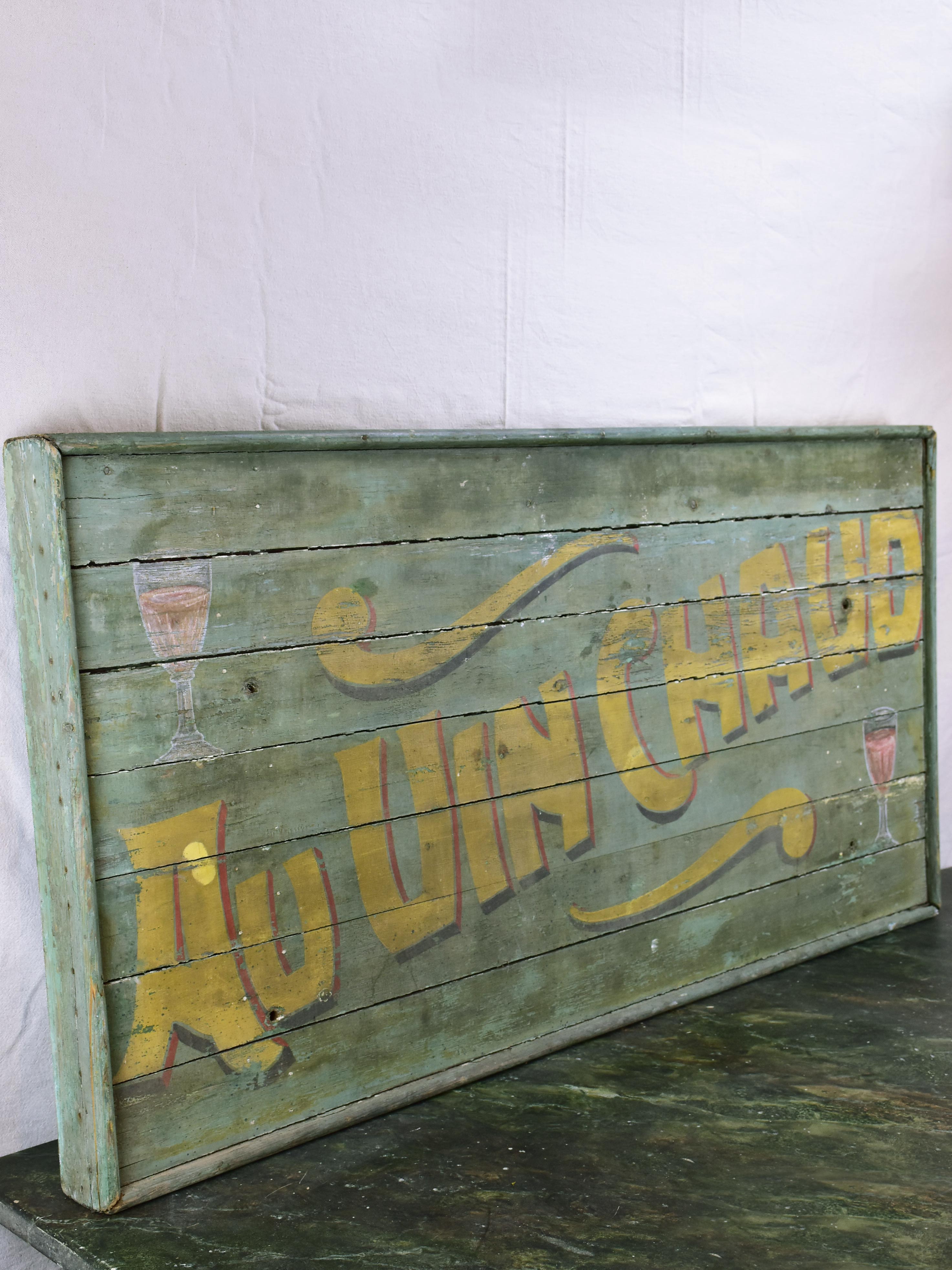 Large antique French sign - Au vin chaud