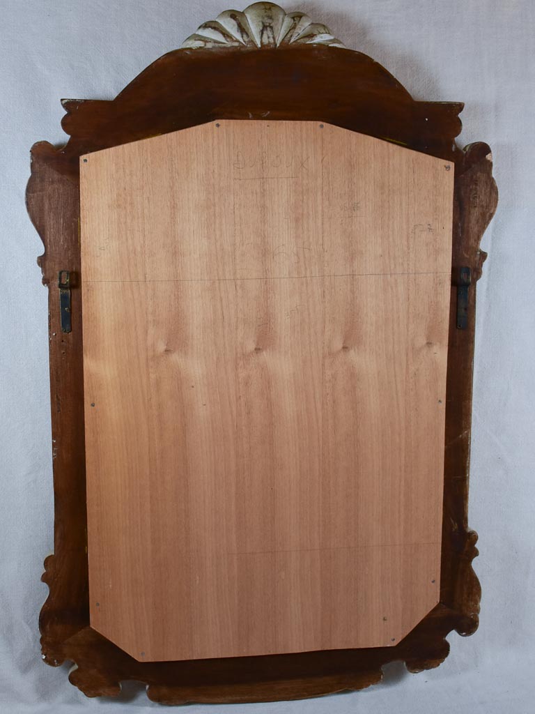 Antique French carved wood mirror with beige patina 30¼" x 46"