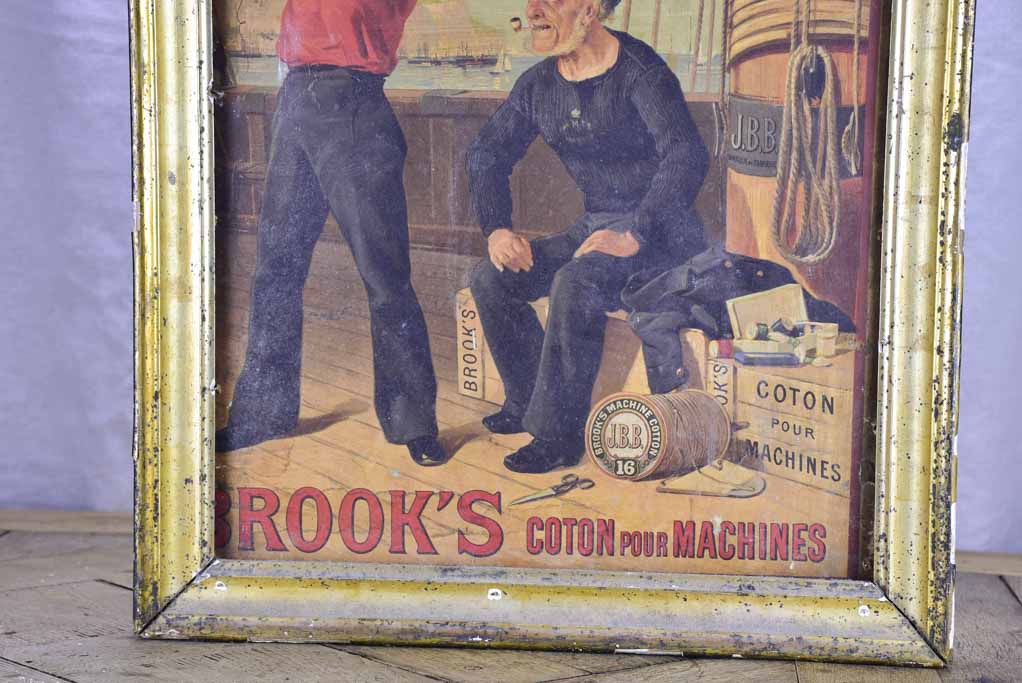 Mid century Chromolithograph - maritime scene advertising cotton 19¼" x 23¼"