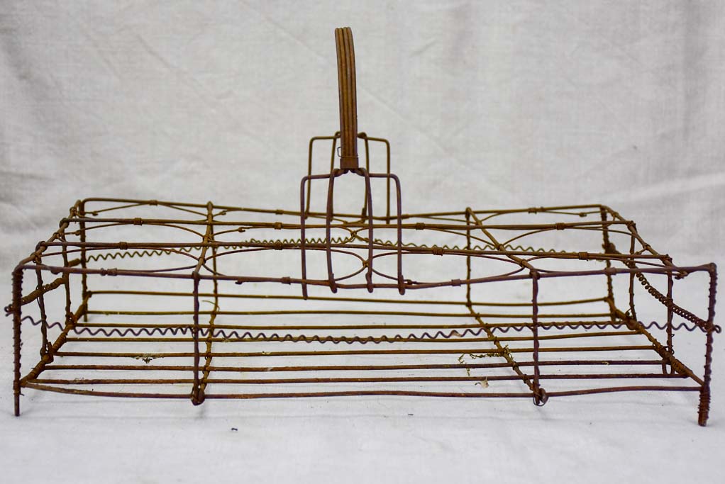 Antique French wire basket - twelve jar capacity