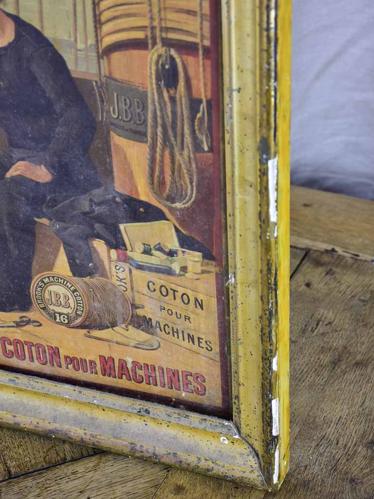 Mid century Chromolithograph - maritime scene advertising cotton 19¼" x 23¼"