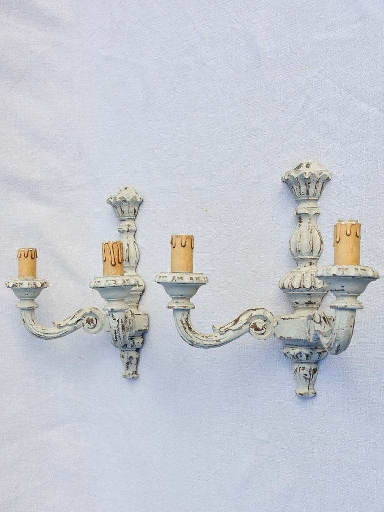 Pair of mid -century Italian wall sconces with gray patina 12¼"