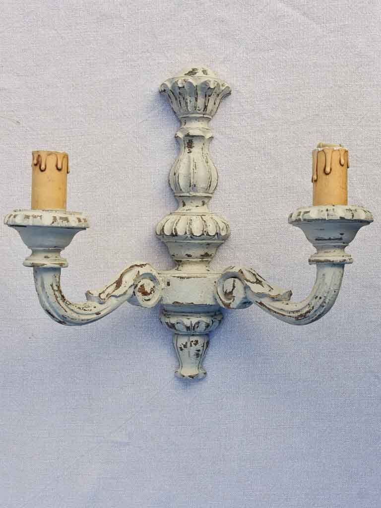 Pair of mid -century Italian wall sconces with gray patina 12¼"
