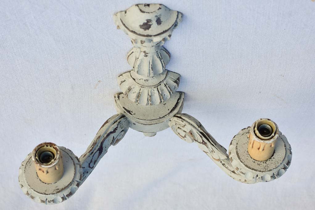 Pair of mid -century Italian wall sconces with gray patina 12¼"