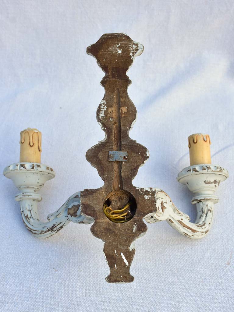 Pair of mid -century Italian wall sconces with gray patina 12¼"