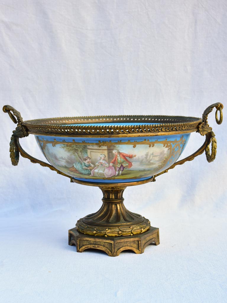 Large 19th Century French porcelain and bronze bowl - GHDEDREUX 14½"
