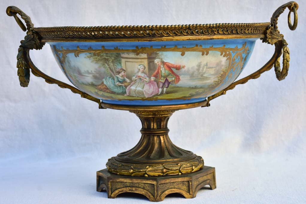 Large 19th Century French porcelain and bronze bowl - GHDEDREUX 14½"