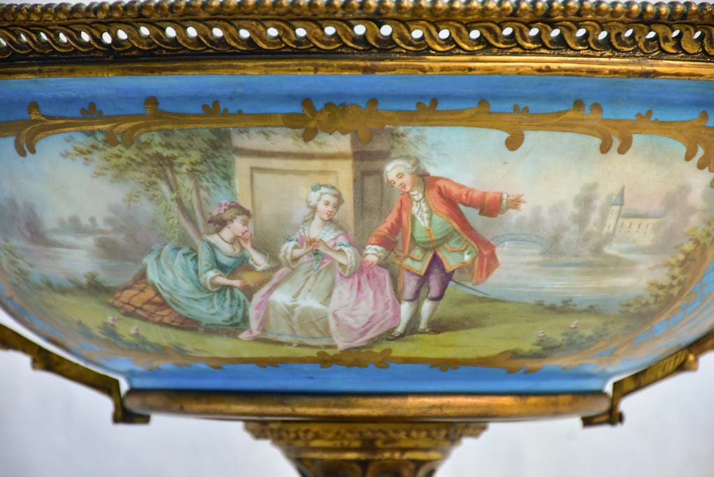 Large 19th Century French porcelain and bronze bowl - GHDEDREUX 14½"