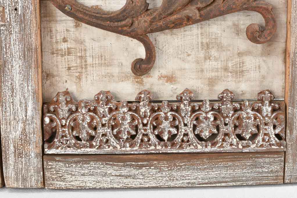 Pair of artisan made panels with wrought iron decoration 22" x 23¼"