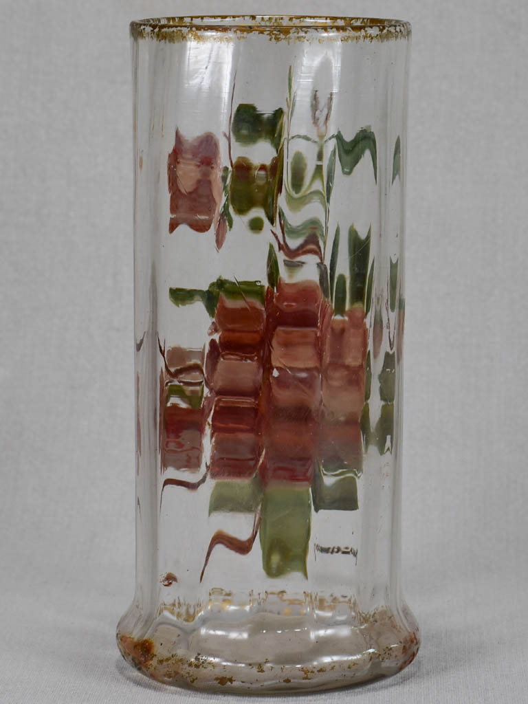 Art Nouveau hand painted glass vase 10¼"