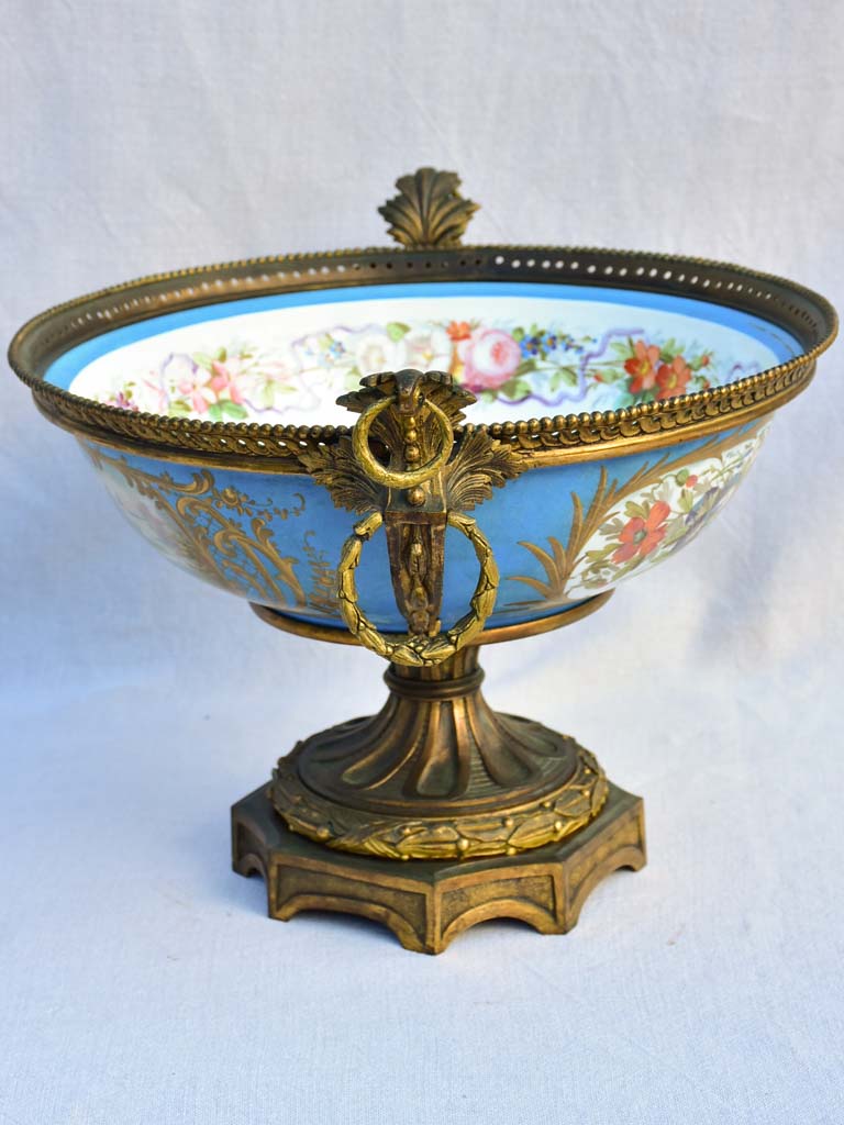 Large 19th Century French porcelain and bronze bowl - GHDEDREUX 14½"