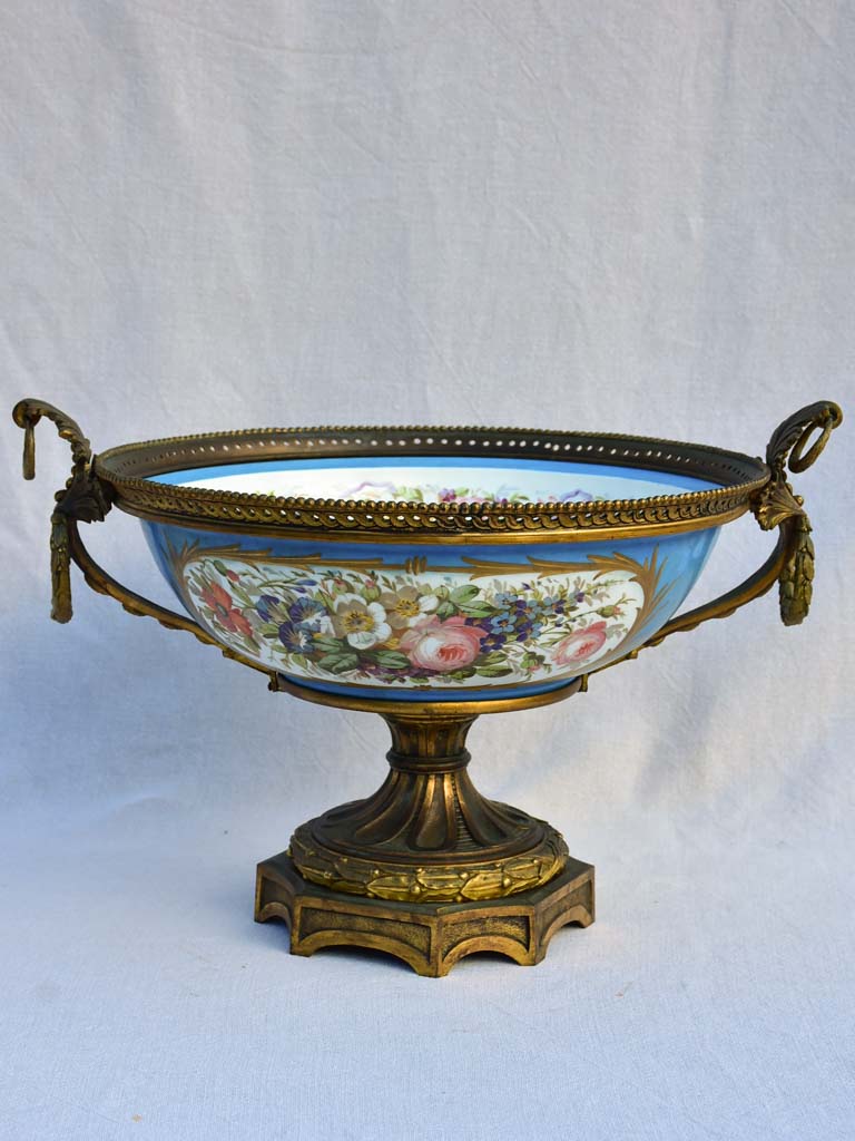 Large 19th Century French porcelain and bronze bowl - GHDEDREUX 14½"