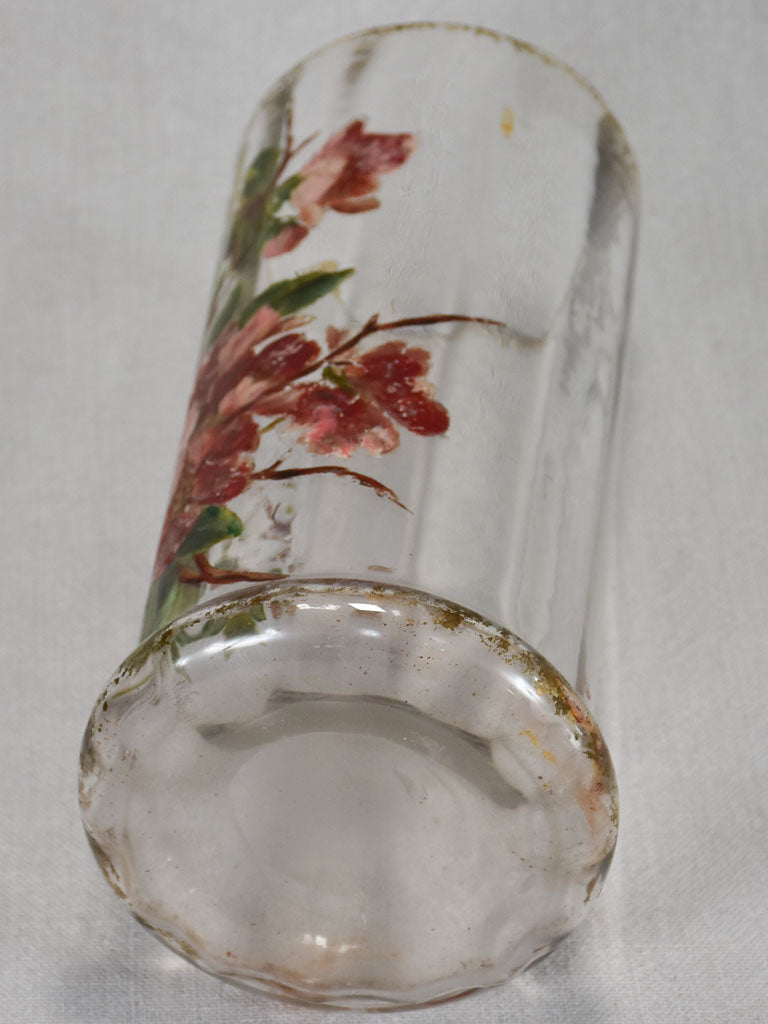 Art Nouveau hand painted glass vase 10¼"