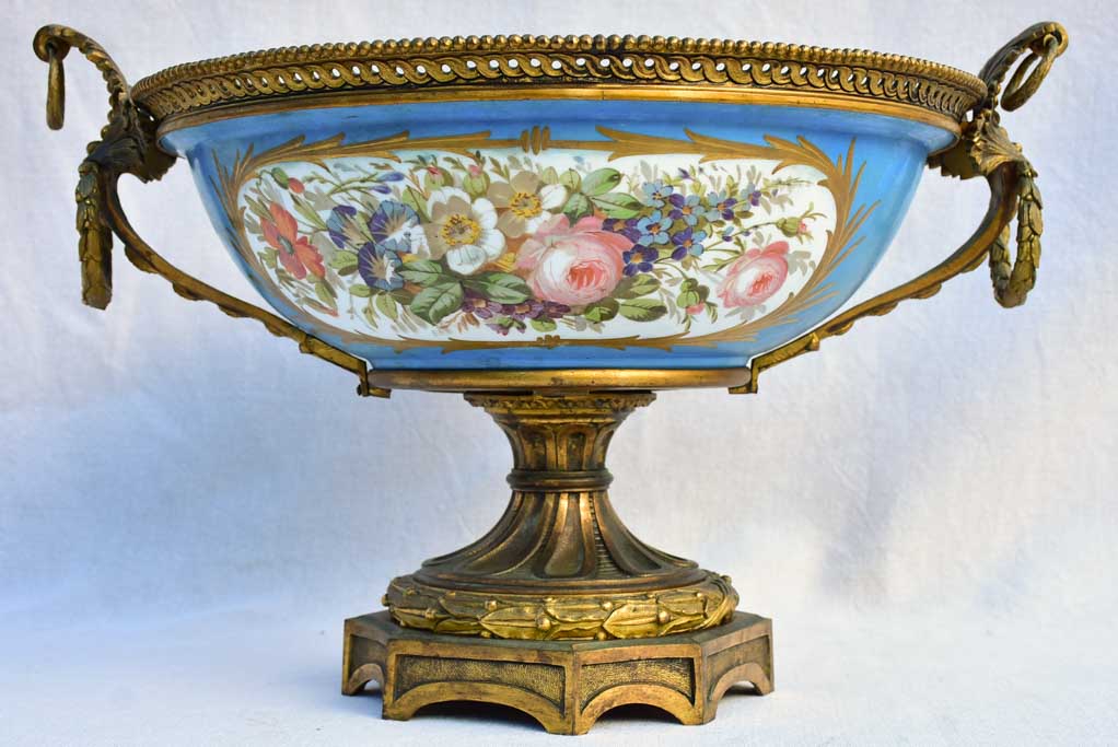 Large 19th Century French porcelain and bronze bowl - GHDEDREUX 14½"