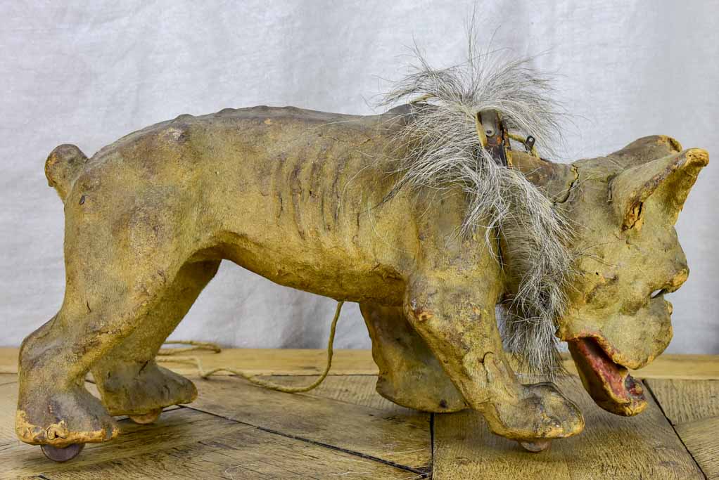 19th Century French bulldog pull toy - collector's item