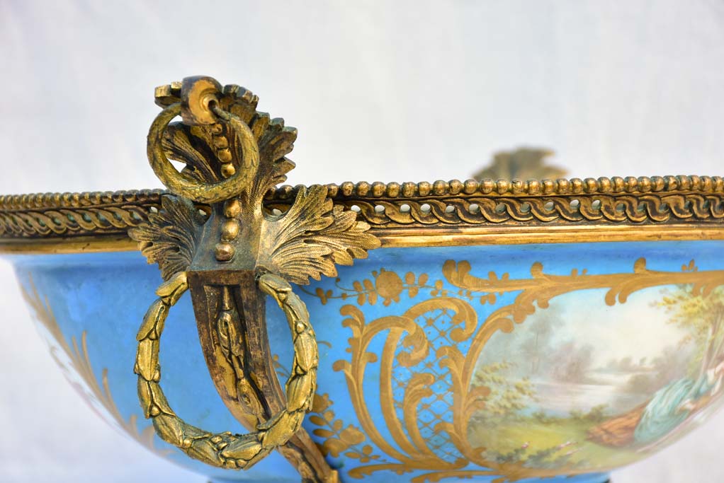 Large 19th Century French porcelain and bronze bowl - GHDEDREUX 14½"