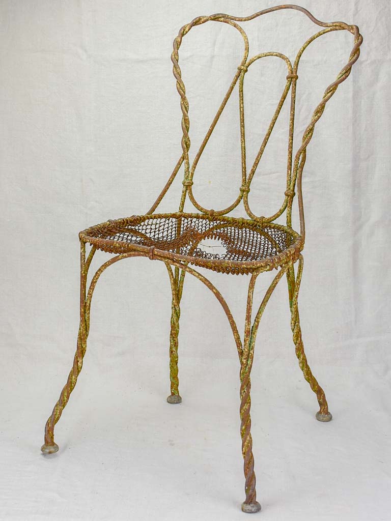 Very rustic 19th Century French garden chair wrought iron