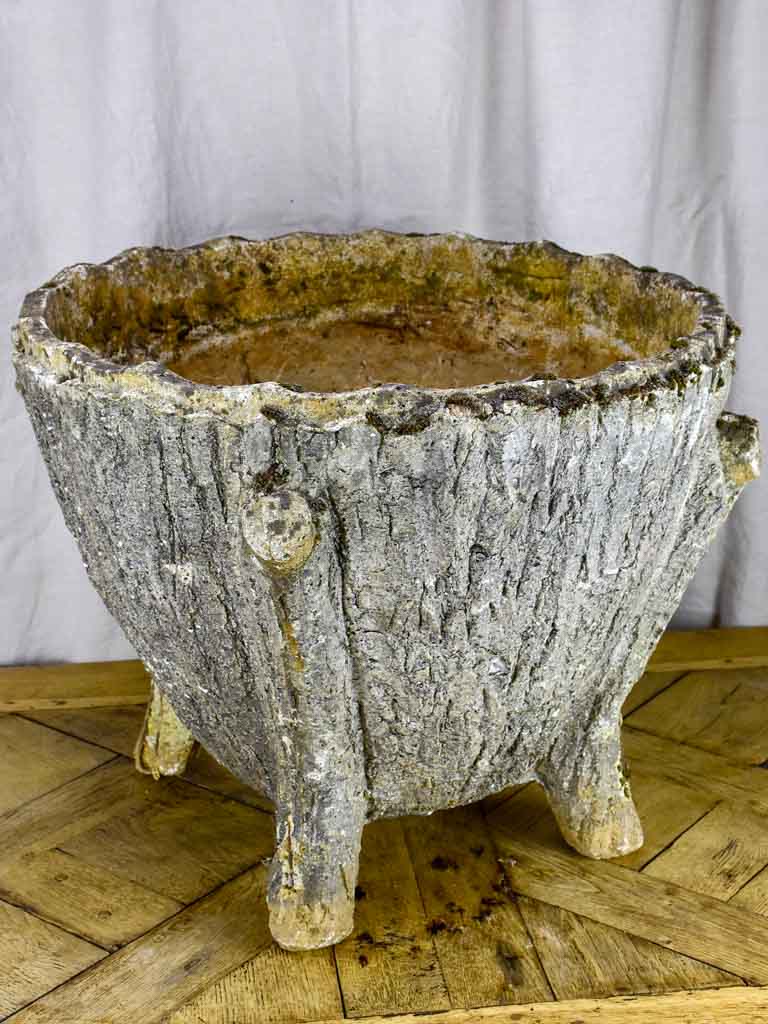 Very large faux bois garden planter - 1930's. 25¼" diameter
