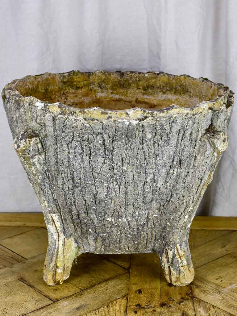 Very large faux bois garden planter - 1930's. 25¼" diameter
