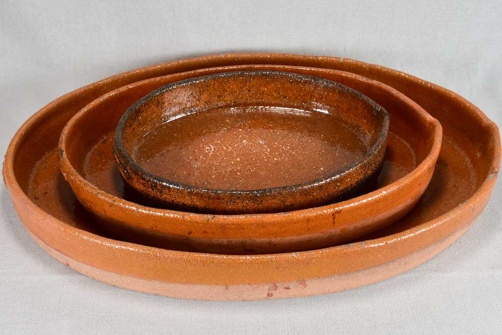 Three very large French casserole dishes 1950's 26½"