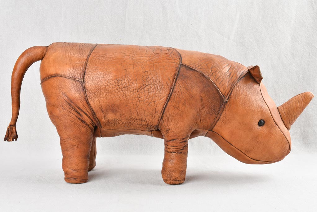 Classic Brown Leather Rhino Ottoman