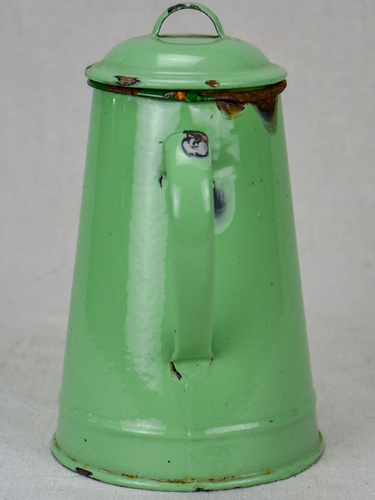 1950's enamel coffee pot - pea green 8¼"