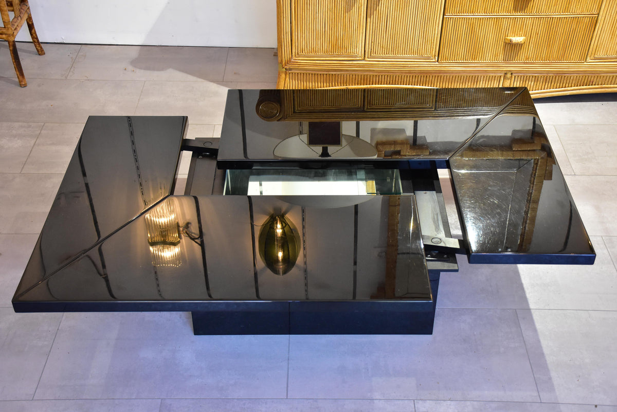 Paul Michel adjustable black coffee table / bar