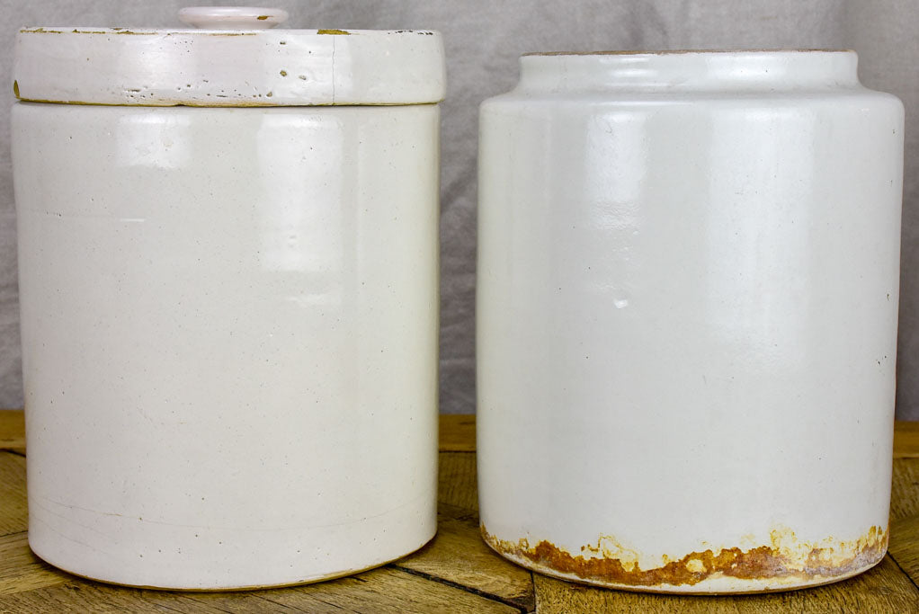 Two large antique French preserving pots 9"