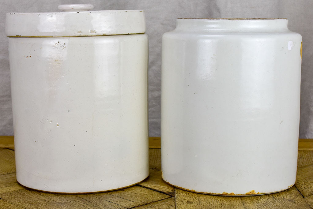 Two large antique French preserving pots 9"