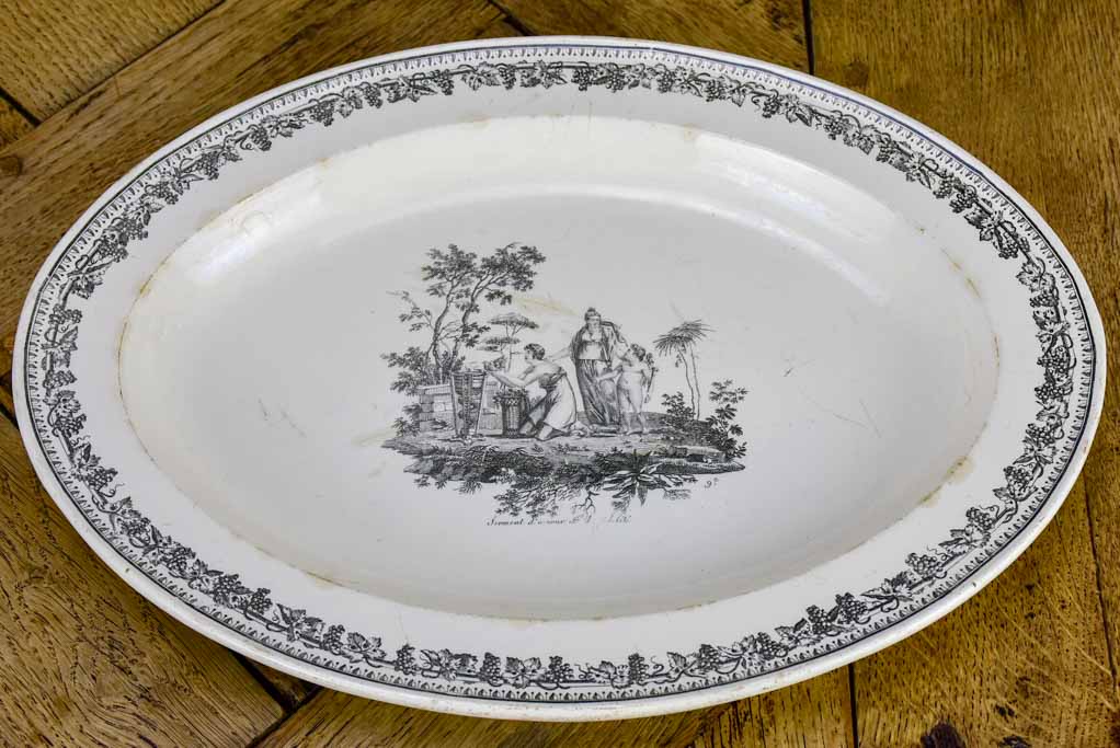 Oval faience platter with mythological scene - Creil
