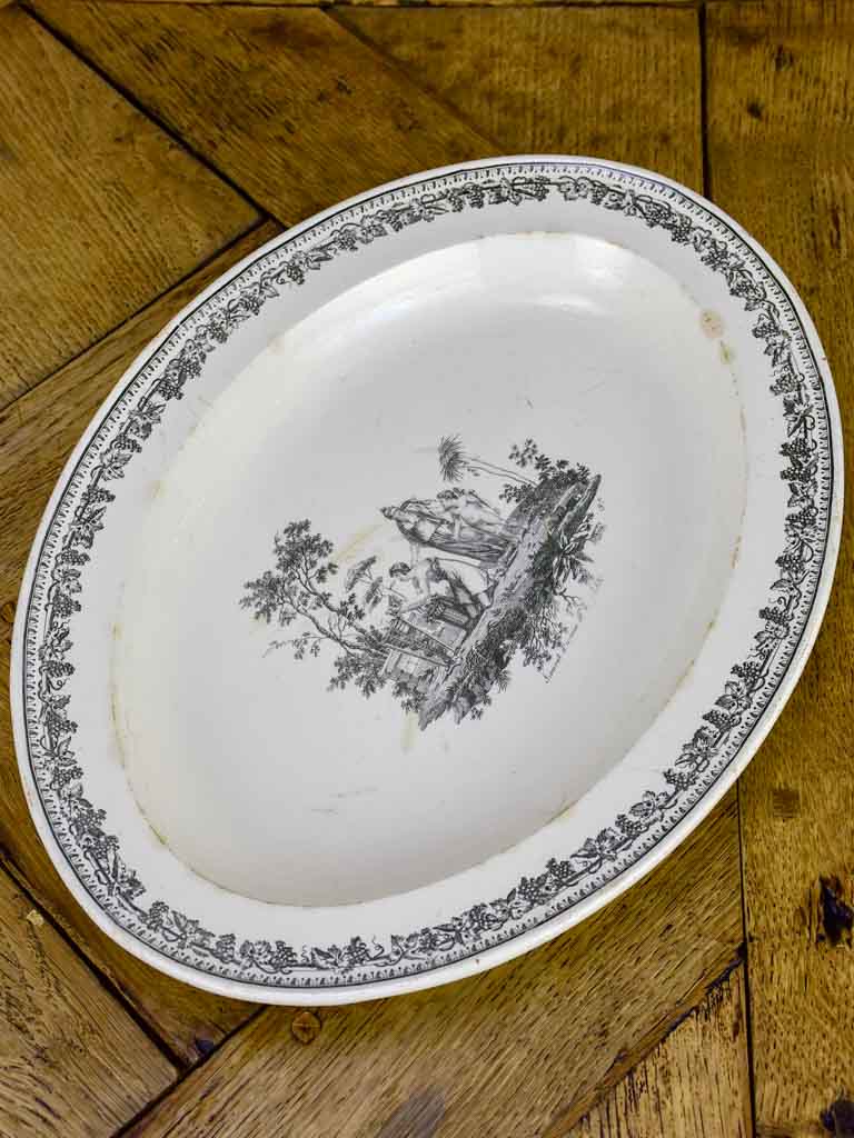 Oval faience platter with mythological scene - Creil