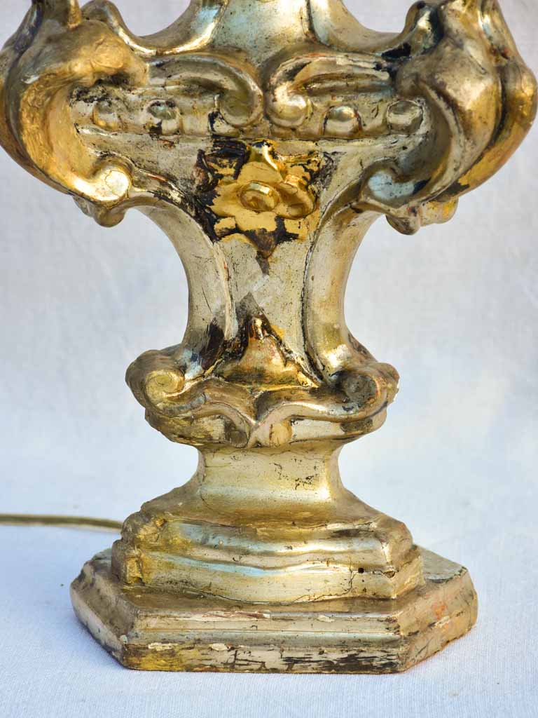 Louis XIV style gilded Church candlestick lamp
