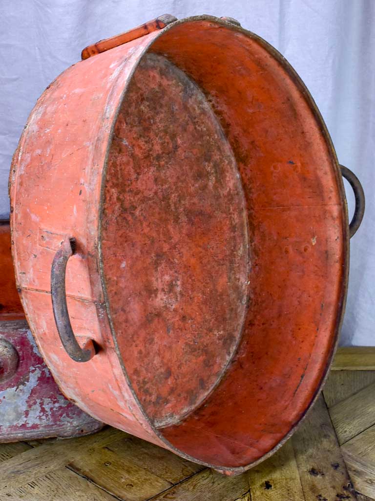 Two large oval zinc harvest tubs from South West France 28¾"
